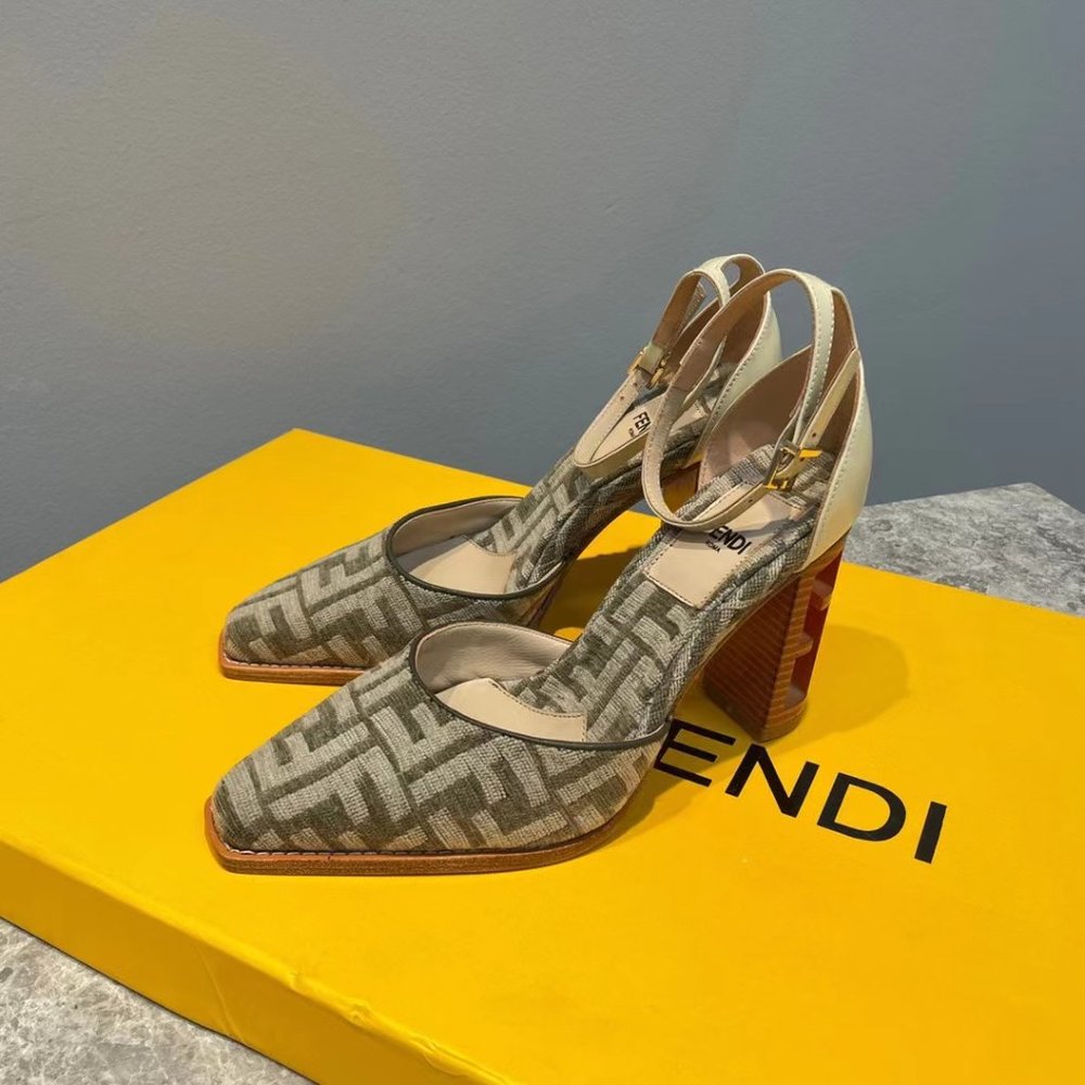 NEW in box. Fendi FF logo jacquard sandal heels - Picture 6 of 6